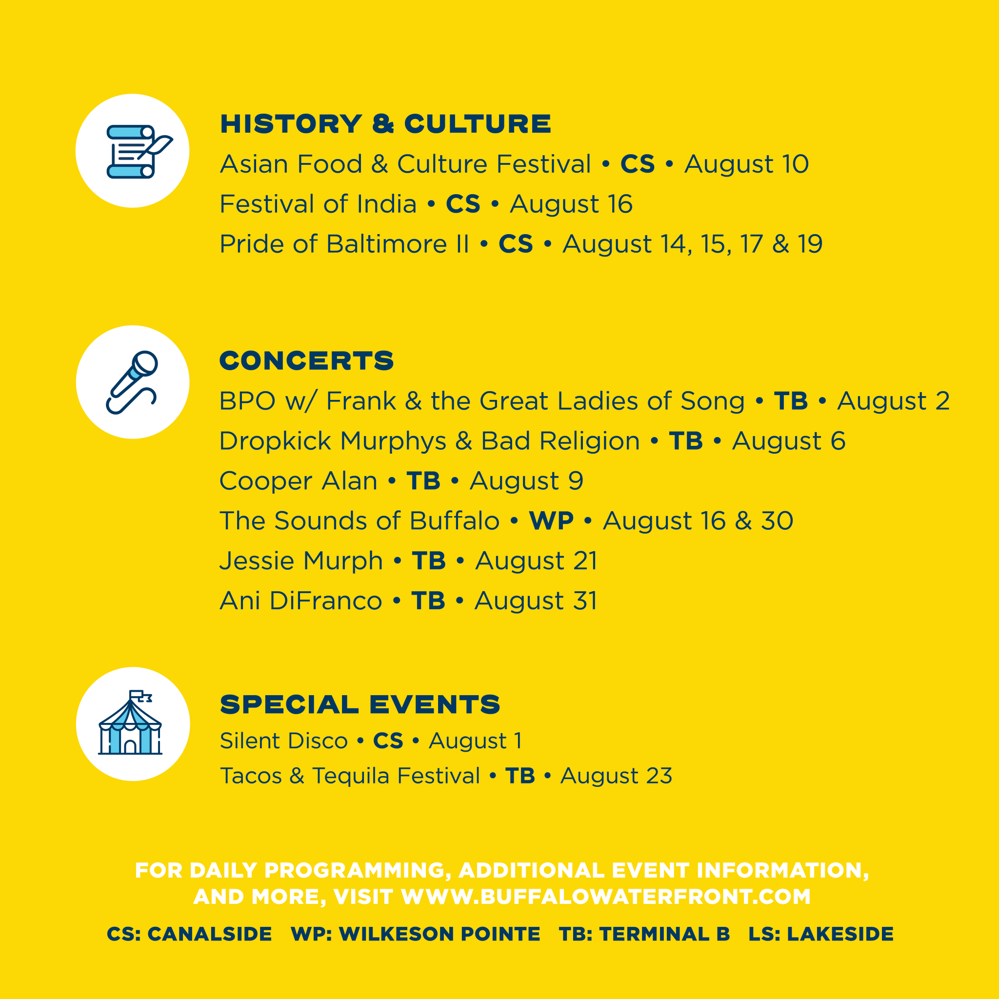 2025 Monthly summer event listing august sq 2